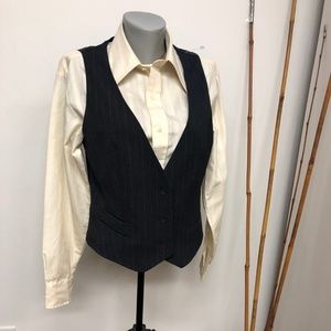 waistcoat vest pinstripes busines suit fitted gray